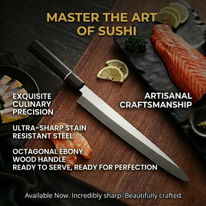 Couteau de chef en acier inoxydable, couteau japonais pour couper le poisson, lame ultra-affûtée, 10-11,9 pouces, style industriel écologique, manche en bois, OEM - Product Image 6