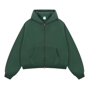 Sudadera con capucha de forro polar de poliéster grueso, ecológica, promocional, de talla grande, corte regular, con cremallera, personalizada, al por mayor para invierno - Product Image 3