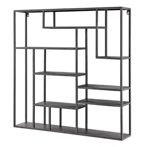New Style Wall Mounted Wooden Shelf Set Double Tier Cast Iron Pipe Support <b>Storage</b> <b>Rack</b> for Living Room Decoration Shelf - Product Image 5