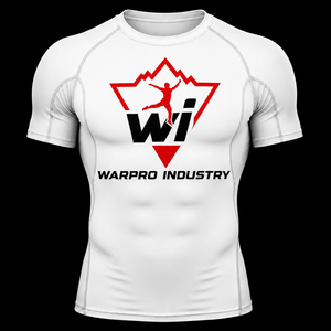 Warpro Industry Men's Short Sleeve Rash Guard <b>Compression</b> <b>Shirt</b> Quick Dry Printed Sport Top White - Product Image 1