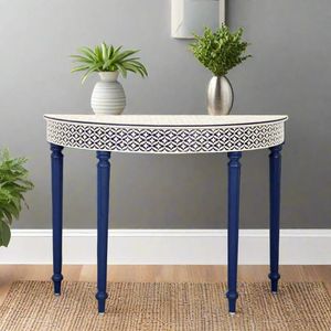 Handcrafted Bone Inlay <b>Console</b> <b>Table</b> With Exquisite Floral Design For Modern Interior Decoration Concepts - Product Image 6