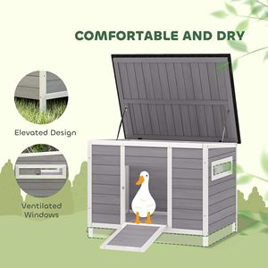 Pollaio in Legno con Tetto Apribile, Gambe Rialzate, Rampa, Finestre Ventilate e Base Rimovibile per Anatre e Conigli - Product Image 5