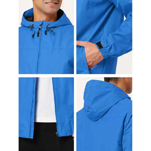 Chaqueta Impermeable con Capucha para Hombre, Recubierta de PU, Ligera, Casual, con Cierre Frontal, Logotipo Personalizado, Colores Personalizados, para Otoño - Product Image 5