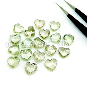 Ametista Verde Natural en Forma de Corazón de 8mm, Facetada, Tallada a Mano, Piedra Preciosa Suelta, Cristal Curativo, Precio al por Mayor, para Fabricación de Joyería - Product Image 2