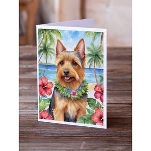 Australian Terrier Luau Whimsical A7 Tarjetas de felicitación Paquete de 8 tarjetas de nota en blanco con sobres Tamaño 5x7 - Product Image 2