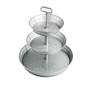 Galvanized Metal <b>3</b> <b>Tier</b> Oblong Serving Tray And Display <b>Stand</b> Decorative Dessert Cupcake <b>Stand</b> For Kitchen Dining Party & Home - Product Image 3