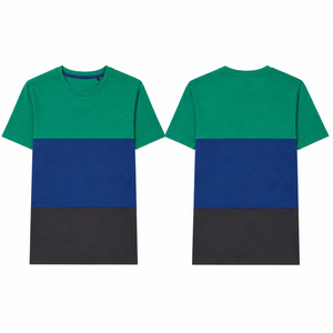 Camisetas de verano personalizadas OEM para hombre, estilo casual, con paneles tricolor, estilo urbano, con bloques de color liso. - Product Image 1