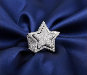 Luxury Moissanite Star <b>Ring</b> 925 <b>Silver</b> Iced Out Statement Hip Hop Cocktail <b>Ring</b> Sparkling Fine Jewelry Gift For Women And <b>Men</b> - Product Image 1
