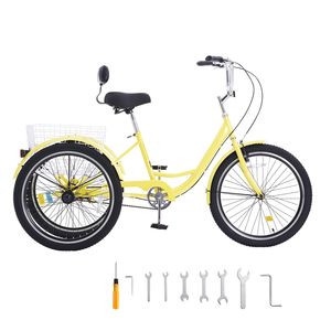 Triciclo Cruiser de Acero al Carbono de 20 Pulgadas para Adultos, Bicicleta de Tres Ruedas con Canasta Ajustable - Product Image 1