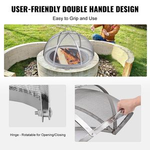 Copertura per Anello Braciere da Esterno da 40 Pollici di Diametro, Facile da Aprire, in Acciaio Inossidabile, Accessori per Scintille per Braciere, Accessori per Set Caminetto - Product Image 4