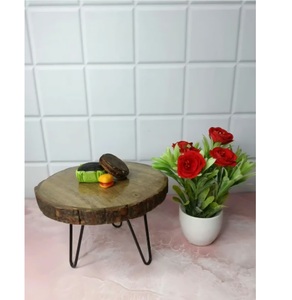 Support à gâteau en bois fait main, plateau rond pour servir des desserts, décoration pour la maison - Product Image 3