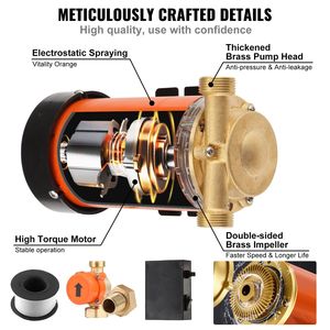 Bomba de refuerzo de presión de agua automática de 120W, 110V AC 396 GPH, 21,75 PSI, interruptor de flujo de agua para el hogar, bomba de ducha de 25 L/min máx. - Product Image 6