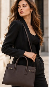 Gravs Premium Genuine Leather <b>Tote</b> <b>Bag</b> for Women Fashion Structured Handbag <b>with</b> Two Handles <b>ZIP</b> Closure - Product Image 5
