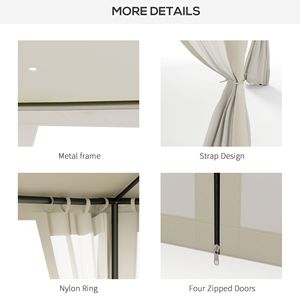 Gazebo Moderno Bianco Crema 9.6x11.6 con Tetto Ventilato e Zanzariera per Feste all'Aperto, Ville, Cortili, Parchi, con Palo in Alluminio - Product Image 6