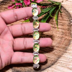 Bracelet style opale de feu, opale créée en laboratoire, fait main, argent sterling 925, pierre précieuse irisée, cadeau pour elle - Product Image 3