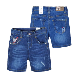 Shorts en jean premium pour garçons, tissu tissé brodé, respirant, taille élastique, décontracté, pour l'été, OEM Bangladesh - Product Image 1