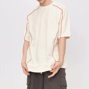 Camisetas Oversize de Cuello Redondo para Hombre, Camisetas Holgadas con Hombros Caídos, Camisetas de Alta Calidad con Rayas Laterales - Product Image 1