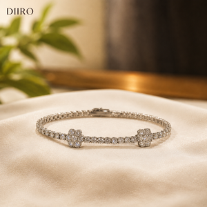Custom Plated White <b>Gold</b> Flower Tennis Bracelet Brilliant Round Diamond Engagement Moissanite Women's Jewelry - Product Image 1
