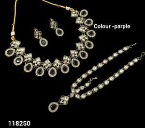 Women's <b>Gold</b> Plated Alloy Jewelry <b>Set</b> Blue Zircon Necklace Earrings Bracelet Classic Style Wedding Pearl Cut Bezel Setting - Product Image 1