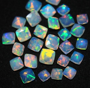 HASNAIN GEMS Vente en gros Opale naturelle du Rajasthan 6mm/7mm taille coussin, avec jeu de couleurs et d'étincelles, pierres précieuses en vrac pour la fabrication de bijoux - Product Image 2