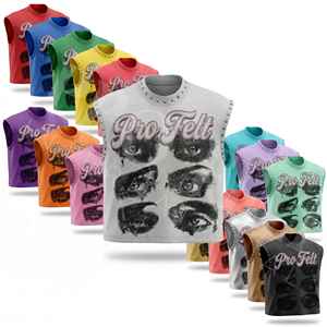 Custom Fitted Boxy Fitted Cropped Style Graphic Sleeveless Tank Top Streetwear Studded Edge Loose Fit Fashion Custom T Shirts - Product Image 1