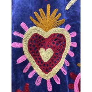 Hand Embroidered Velvet Knitted Cotton <b>Jacket</b> <b>Women</b> Mandarin Collar Full Sleeve Floral Pattern Open Front Prairie Winter/<b>Spring</b> - Product Image 4