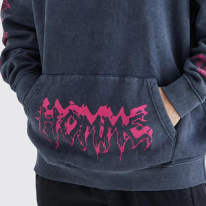 Sudadera con Capucha Personalizada para Hombre, Estampada con Efecto Ácido, 100% Algodón, Oversize, Forro Polar Transpirable, Efecto Desgastado por el Sol - Product Image 5