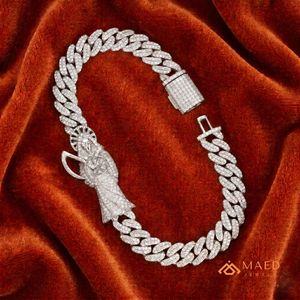 925 Sterling <b>Silver</b> Rose Gold Plated Moissanite Saint Figure Cuban Link Iced Out Luxury Engagement Chain Bracelet <b>for</b> <b>Men</b> Women - Product Image 4