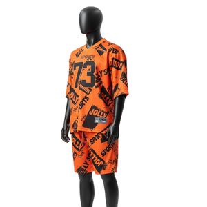 Ensemble short et maillot de football pour homme, 150 GSM, polyester léger, maille orange, sublimation intégrale, logo personnalisé - Product Image 4