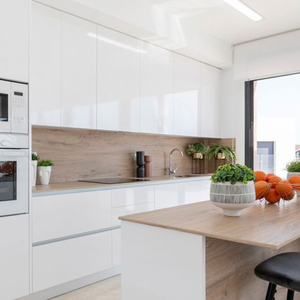 Meubles de cuisine modernes sur mesure JY Project, finition haute brillance, ensembles de meubles de cuisine modulaires de luxe, prêts à assembler, pour usage hôtelier - Product Image 4