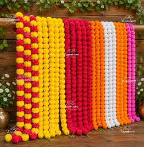 Guirnaldas de Flores de Caléndula Artificiales Multicolores Indias para Bodas, Fiestas, Inauguraciones de Casas, Templos, Hogar, Decoración Festiva Diwali - Product Image 4