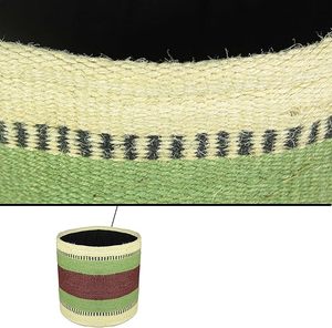 Handwoven Striped Jute <b>Basket</b> - Product Image 4