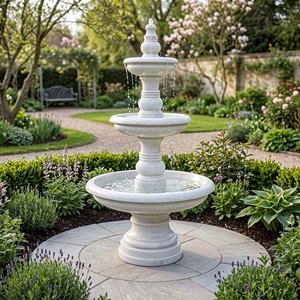 White Handmade Traditional Marble Fountain Carved <b>Stone</b> Water Feature Outdoor Garden Plaza Landscape Decor - Product Image 4