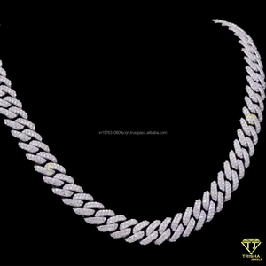 Cadena Cubana de 12mm con Eslabones Personalizables, Collar Cubano de Plata Esterlina 925 con Moissanita Certificada, Estilo Hip Hop Unisex - Product Image 1