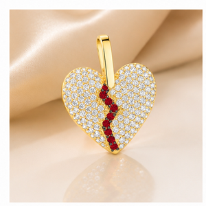 Colgantes de Plata 925 con Diamante Moissanita, Joyería de Moda Romántica Personalizada Única, Chapados en Oro, con Diseño de Corazón Roto Abultado, para Fiestas - Product Image 6