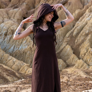 Vestido largo sin espalda con capucha para mujer, estilo elfo bohemio, ropa de festival, vestido de hada boho, vestido largo, ropa de playa - Product Image 3