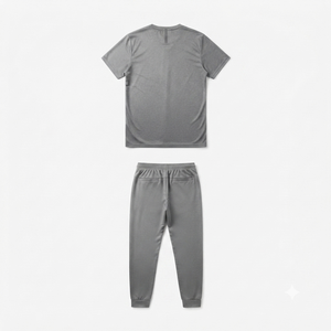 Ensemble de t-shirts à col rond gris pour homme, en coton tricoté, vêtements décontractés, couleur unie, respirant, pantalon de jogging - Product Image 5