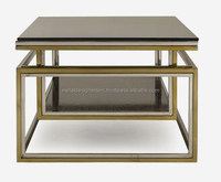 Table basse rectangulaire dorée moderne en métal et verre pour la décoration intérieure et les halls d'entrée, idéale pour les occasions de retraite et de condoléances, multifonctionnelle