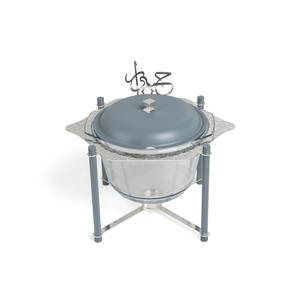 Plato de servir árabe dorado inspirado en el estilo Majlis, plato de buffet de cristal con caligrafía, juego de calentador de alimentos con tapa. - Product Image 1