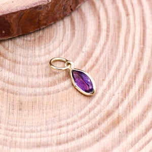 Pendentif en or 14 carats avec améthyste taille marquise certifiée GIA, collier de guérison pour fêtes, bijoux Reiki Chakra, pierre de naissance de février, vente en gros - Product Image 3