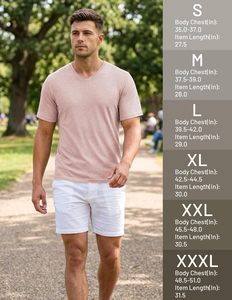 Camiseta de Cuello en V para Hombre, Spandex/Algodón, Manga Corta, Informal, Suave, Transpirable, Ecológica, de Secado Rápido, Ligera, Lisa, Ajustada - Product Image 5