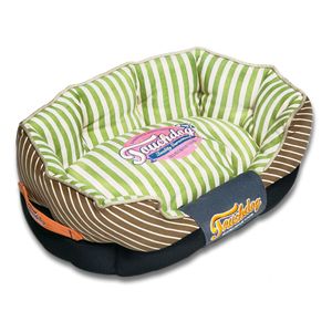 Ultra Plush Neutral Striped Designer <b>Dog</b> <b>Bed</b> Rounded Rectangular Pet <b>Bed</b> - Product Image 1