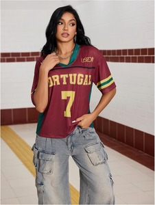 Maillot de football en mesh à col en V pour femme avec imprimé aigle numéro 25, haut de sport respirant à manches courtes - Product Image 6
