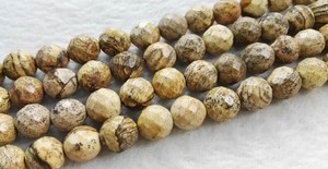Perles de pierre précieuse naturelle de jaspe facetté rondes, en fil continu, pour la fabrication de bijoux DIY, vente en gros - Product Image 3
