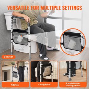 Dispositivi di Assistenza: Corrimano di Sicurezza per WC Pieghevole da 300 LBS con Maniglie Antiscivolo e Alluminio Rinforzato - Product Image 5