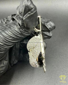Pendentif tête de bouledogue de créateur avec diamants en moissanite glacés, plaqué or et rhodium, argent 925, cadeau - Product Image 6