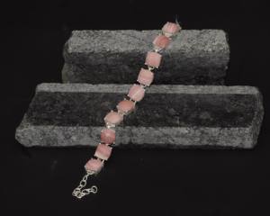 กำไลข้อมือโอปอลสีชมพูธรรมชาติพร้อมเงินแท้ 925 |   กำไลข้อมือพลอยโอปอลสีชมพูทำมือ |   เครื่องประดับเงินปรับขนาดได้สำหรับผู้หญิง - Product Image 6