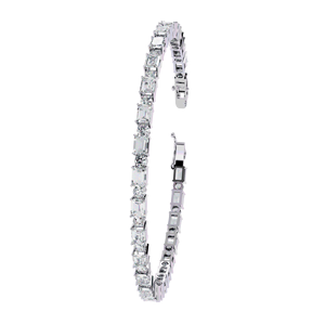 Pulsera de tenis con diamantes cultivados en laboratorio de corte redondo esmeralda, en oro macizo de 18K, con diseño de líneas alternadas y cierre tipo East West, para mujer, joyería fina. - Product Image 4