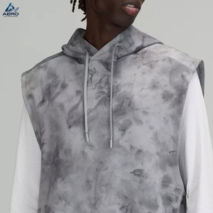 Sudadera sin mangas con capucha de diseño personalizado para hombre, estilo Tie Dye, hombros caídos, lavado mineral, para gimnasio y ropa urbana, de buen proveedor, último estilo - Product Image 5