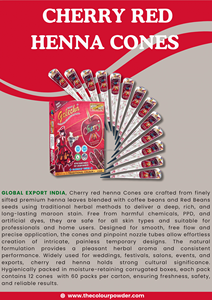 Rich Cherry Colour <b>Henna</b> <b>Cones</b> Instant Colour | Natural <b>Henna</b> Based Biodegradable Formula | Skin-Friendly Temporary Body Art - Product Image 3